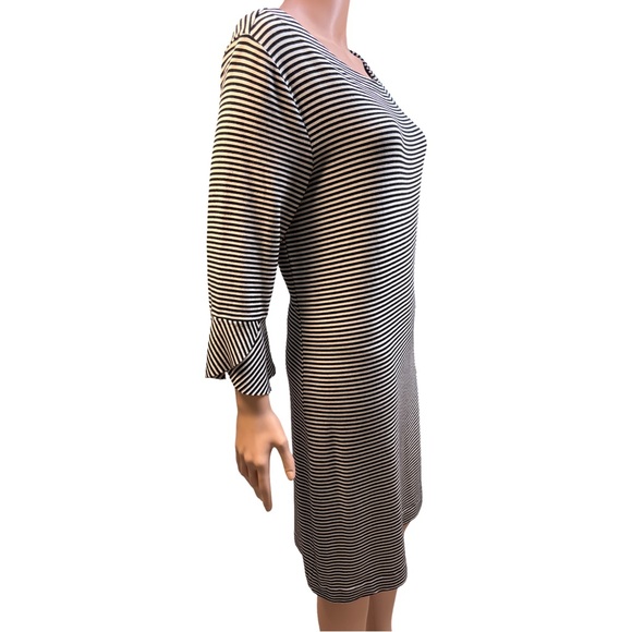 Three Dots Monochrome Black and White Striped Dress XL - Picture 3 of 6